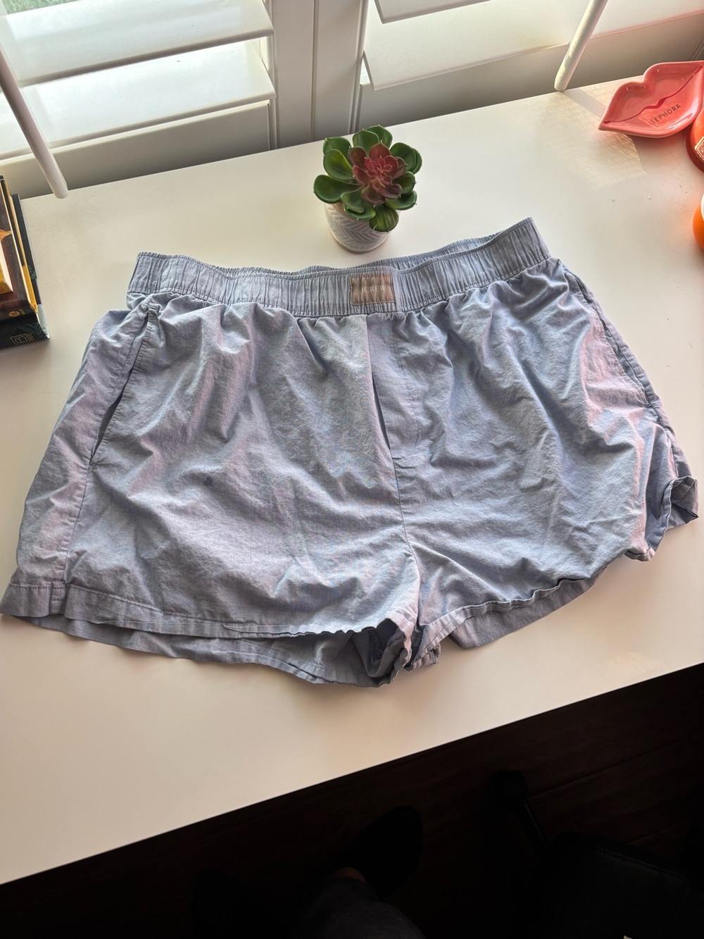J.Crew Light Blue Logo Boxer Shorts Large